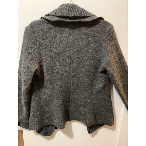 Katherine Barclay Womens Wool Blazer Sz S Gray Button Layer Belt Cardigan Career - Picture 14 of 16